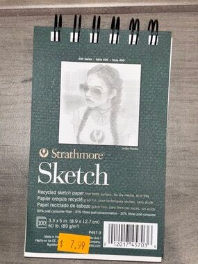 NWT “Strathmore” Recycled Sketch Paper Spiral notebook 50pages 60lb 3.5”x5”